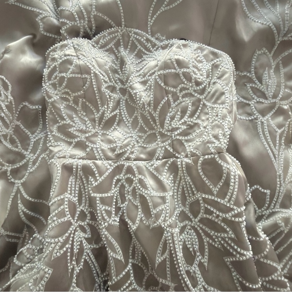 Theia Women's Pamela Embellished Mikado Strapless High Low Evening Gown Size 4 - Picture 14 of 15